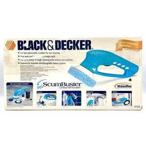 Vtg  Black & Decker ScumBuster Cordless Wet Scrubber w/4 Accy New